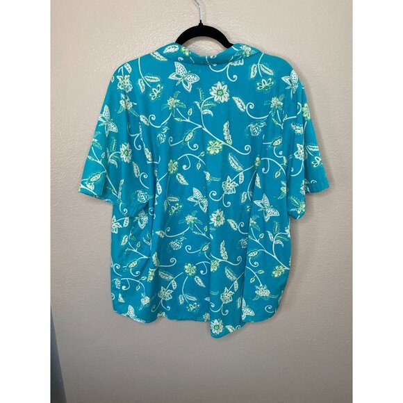 White Stag Womens Plus‎ Teal Bay Floral Butterfly Button-Up Shirt Size 18/20 - Picture 6 of 7